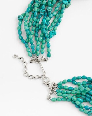 Turquoise Beaded Multi-Strand Bib Necklace click to view larger image.