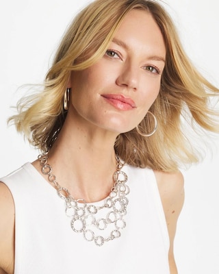 Silver Multistrand Bib Necklace click to view larger image.