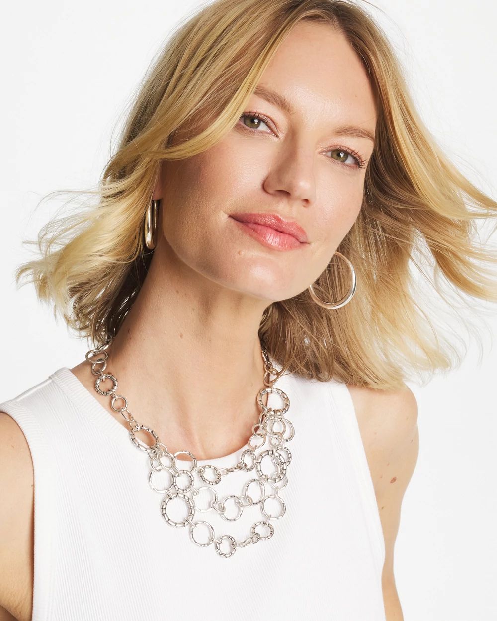 Silver Multistrand Bib Necklace