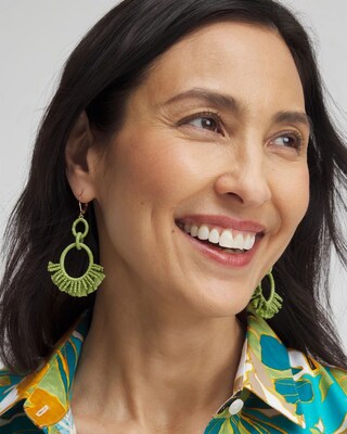 No Droop™ Green Raffia Wrap Earrings