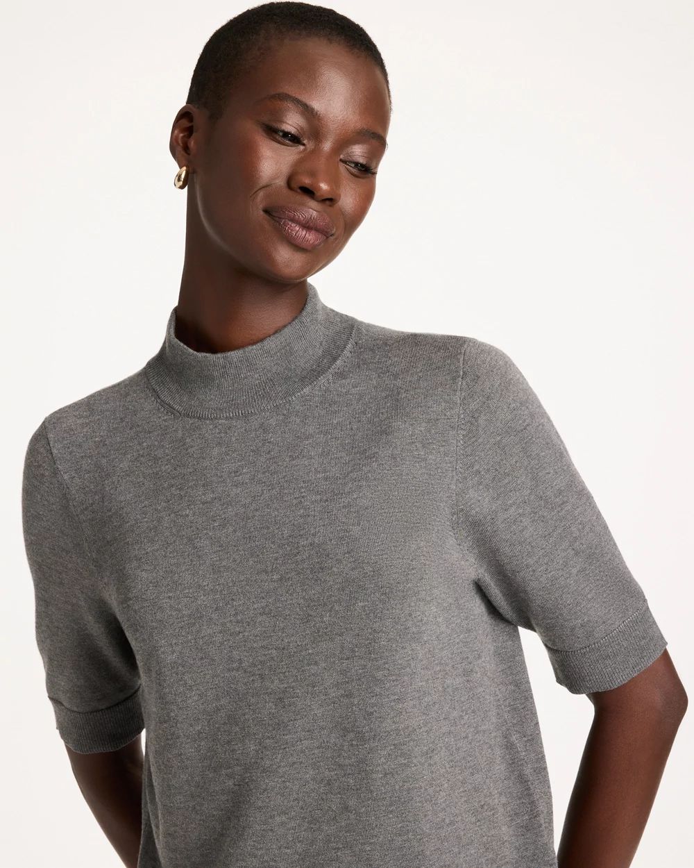 Ella Mockneck Elbow-Sleeve Sweater click to view larger image.
