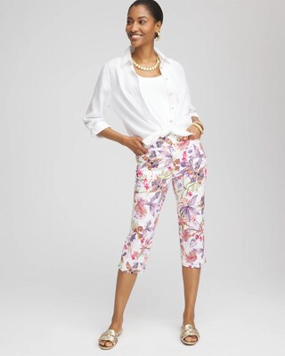 Brigitte™ Floral Pull-On Capri Pants click to view larger image.