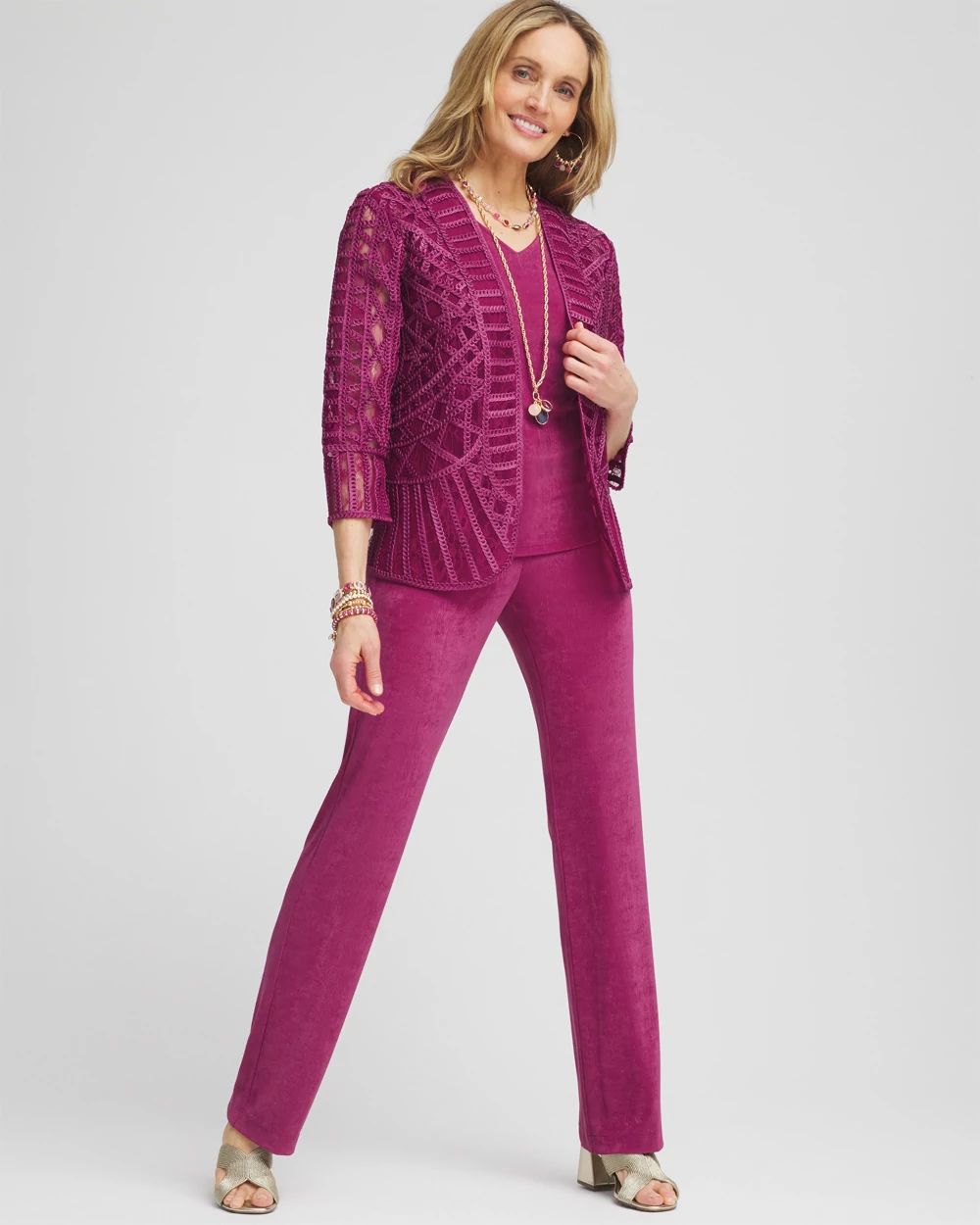 Travelers™ Collection Embroidered Lace Cutwork Jacket