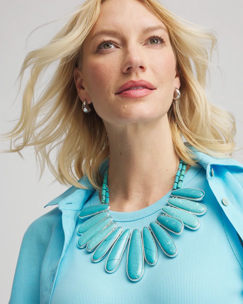 Turquoise Blue Statement Necklace click to view larger image.