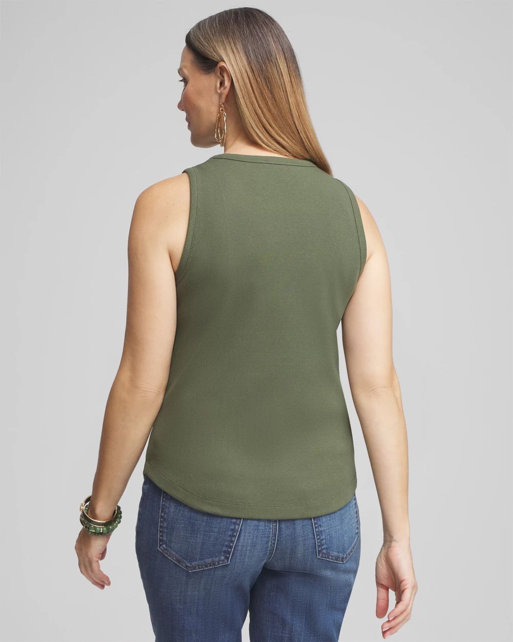 Ribbed High Neck Tank