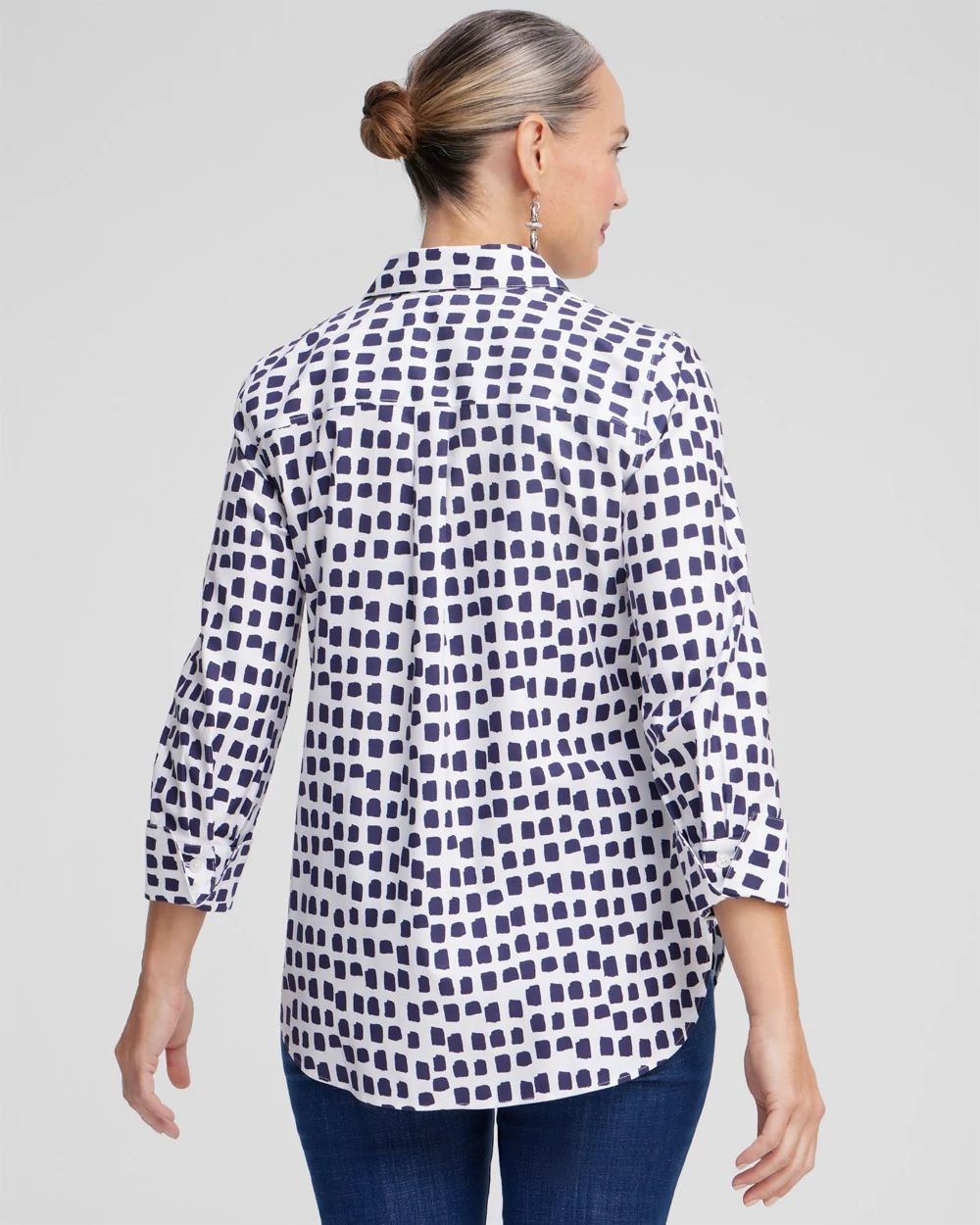 No Iron™ Stretch Square Dots Shirt