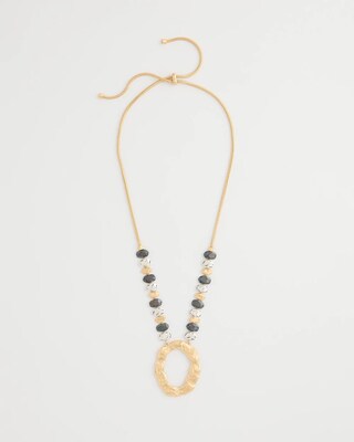 Adjustable Tri-Tone Pendant Necklace