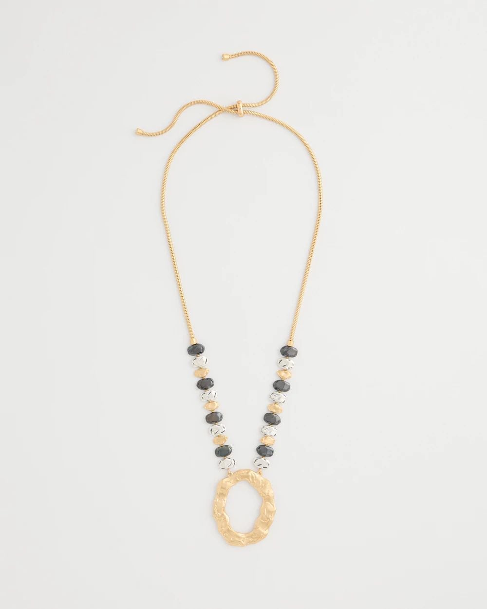 Adjustable Tri-Tone Pendant Necklace