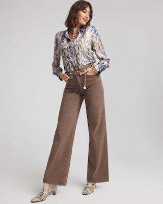 So Slimming® High Rise Wide Leg Jeans click to view larger image.
