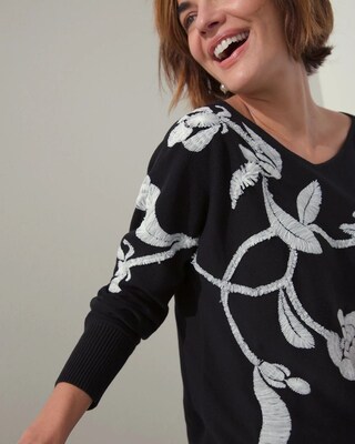 3D Floral Embroidered Sweater