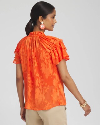 Chiffon Ruffle Neck Blouse click to view larger image.