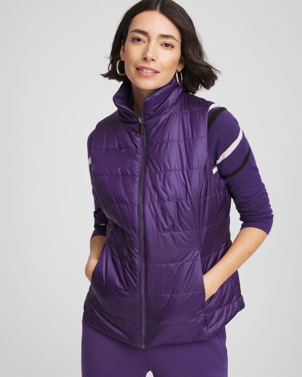 Zenergy® Reversible Velvet Puffer Vest click to view larger image.