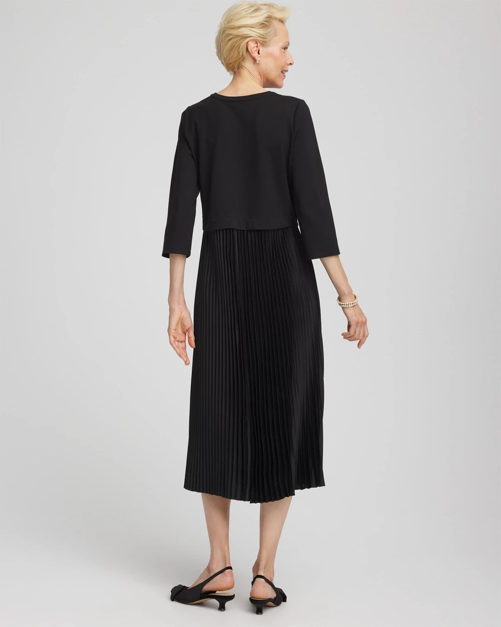 Satin-Knit Pleated Maxi Dress click to view larger image.