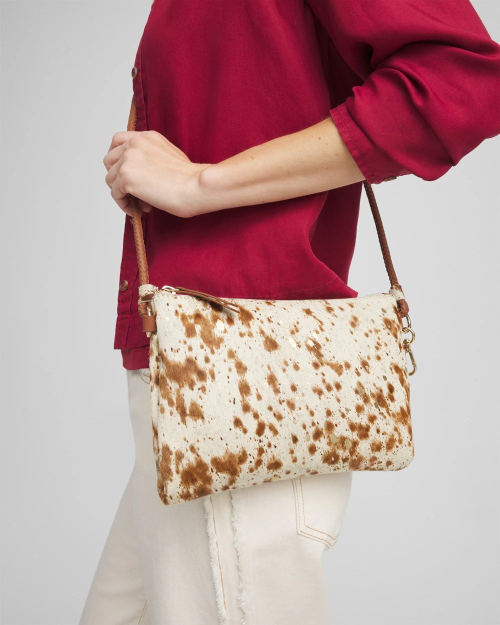 Cow-Print-Motif Convertible Bag