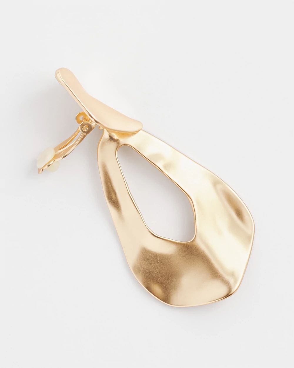 No Droop™ Hammered Gold Tone Teardrop Clip Earrings