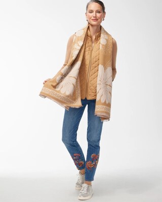 Floral Jacquard Oblong Scarf
