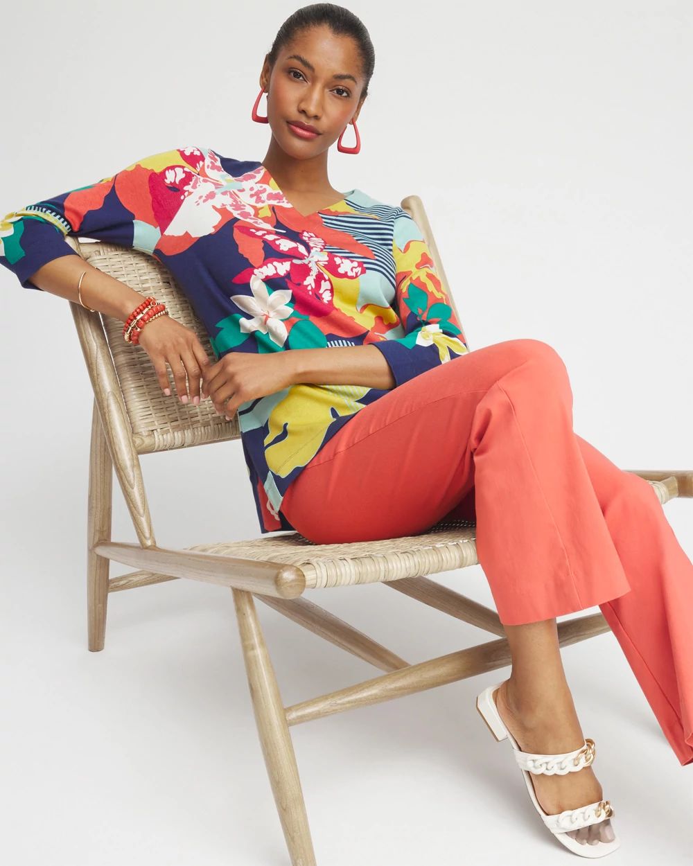 Floral V-neck Tunic