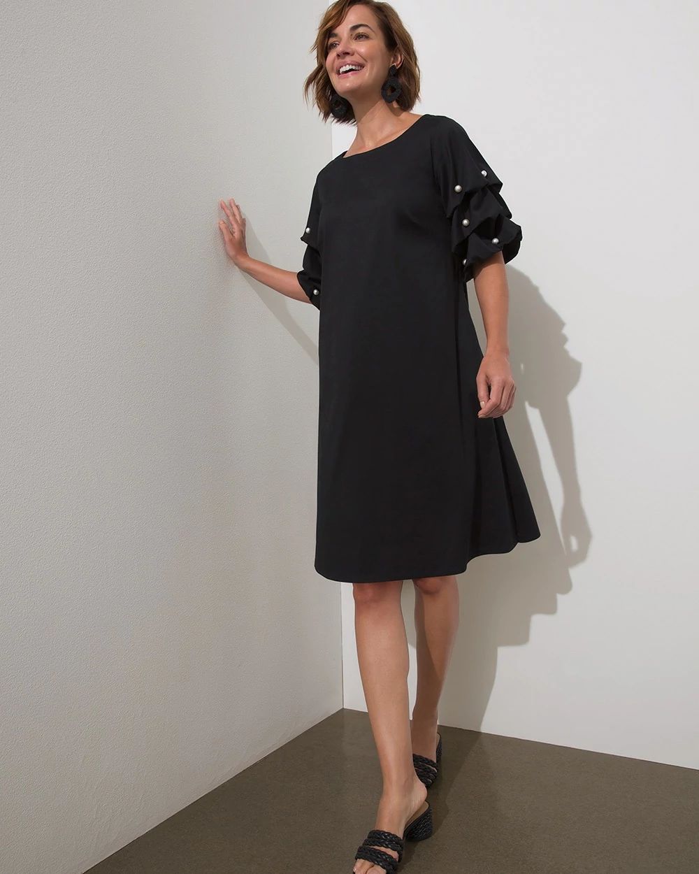 Poplin Faux Pearl Dress