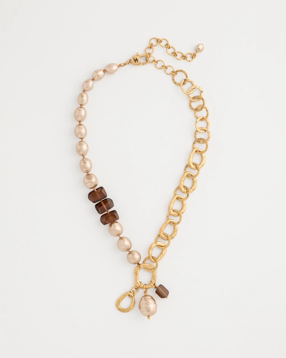 Mocha Faux Pearl Pendant Necklace