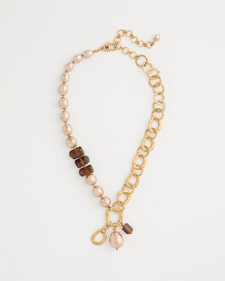 Mocha Faux Pearl Pendant Necklace