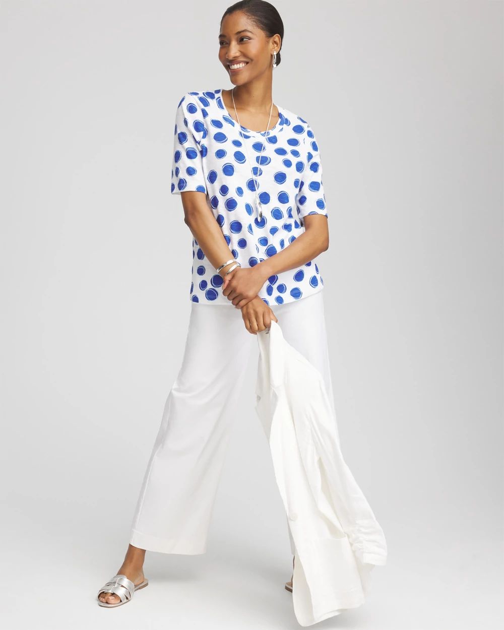 Polka-Dot Slub Short Sleeve Tee