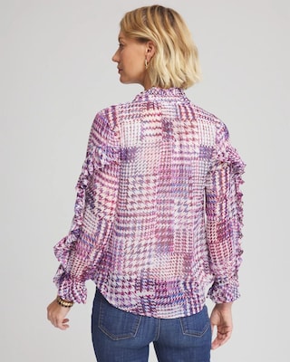 Gingham-Print Georgette Blouse click to view larger image.
