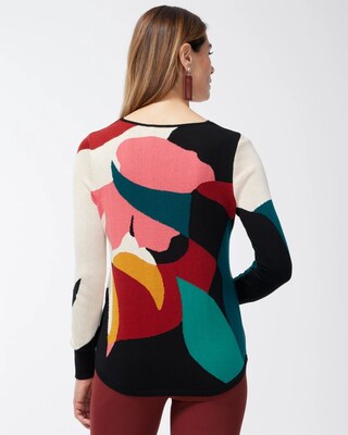 Spun Rayon Petals V-Neck Sweater
