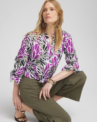 Ruched Sleeve Floral Blouse click to view larger image.