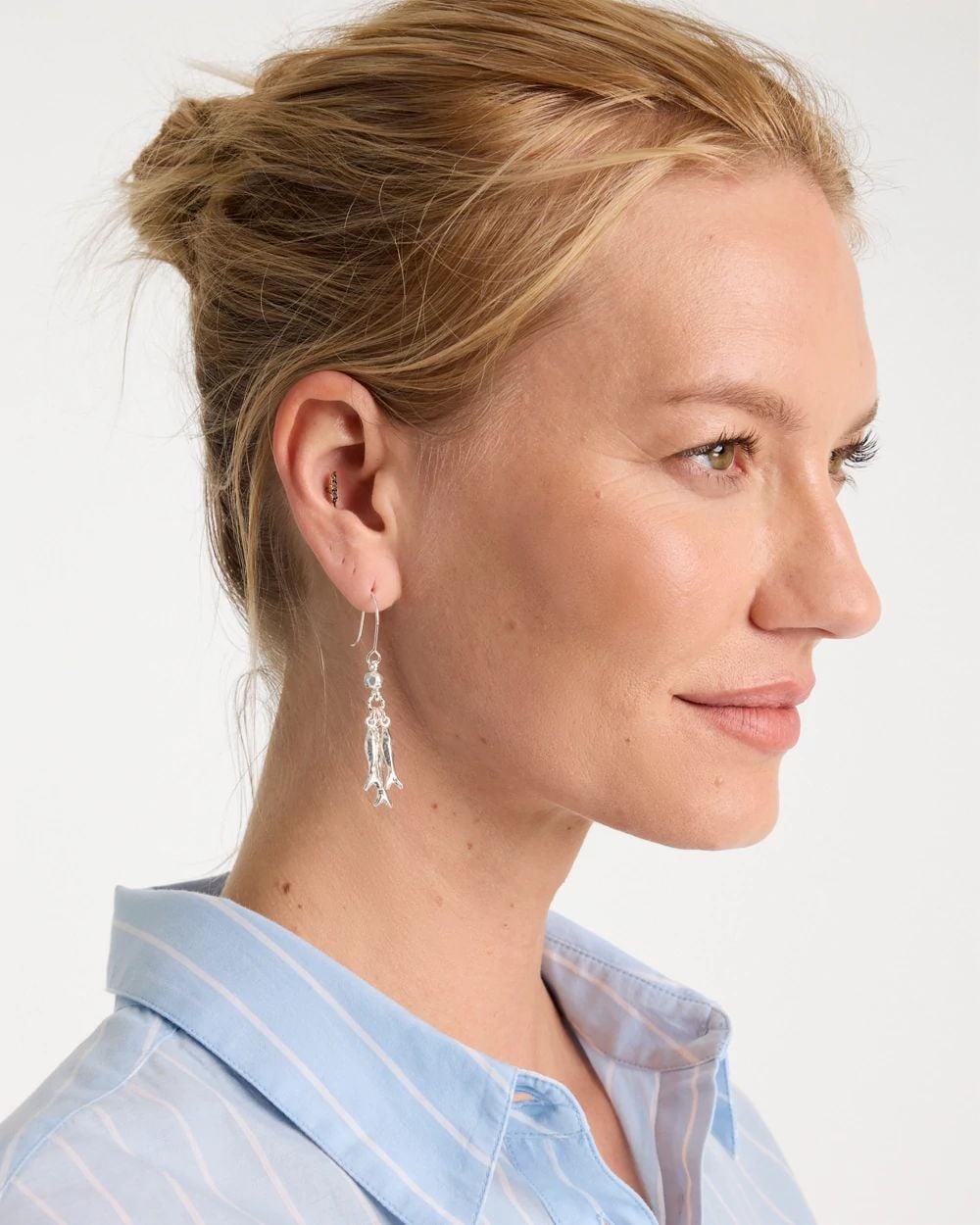 Silvertone Fish Cluster Earrings click to view larger image.