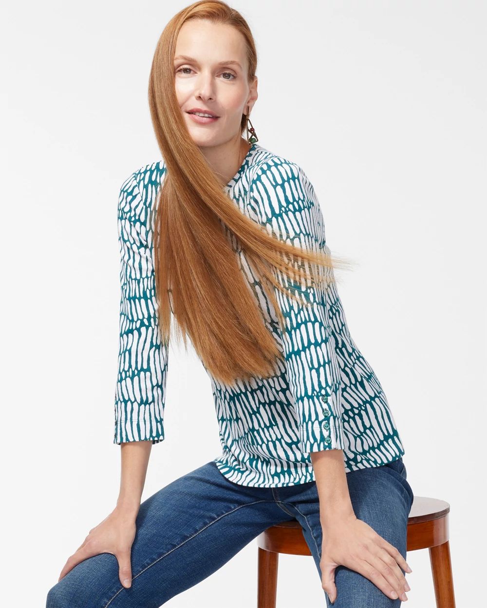 Pima Bicolor 3/4 Sleeve Everyday Tee