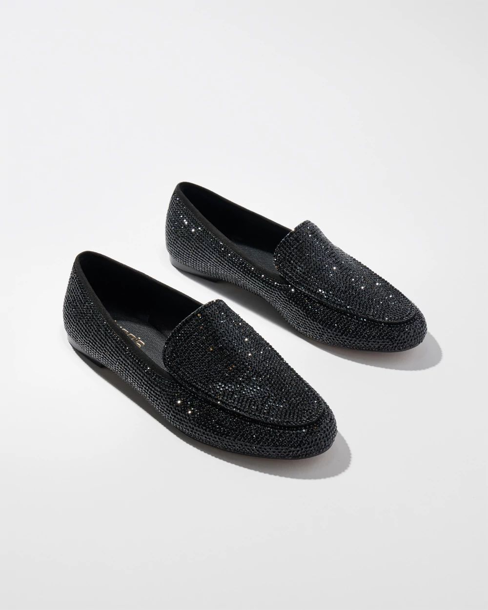 Suede Trim Rhinestone Loafers