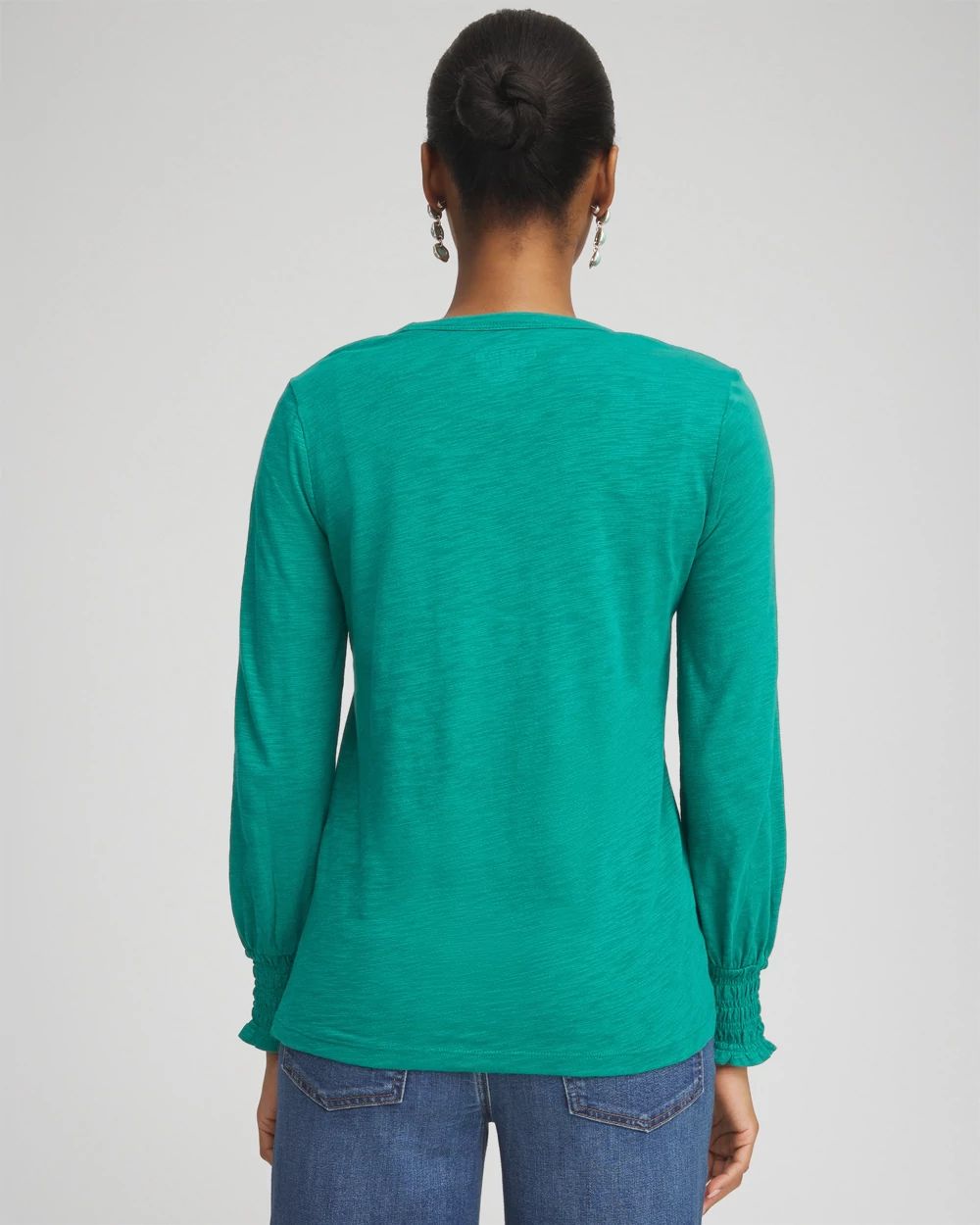Smocked Long Sleeve Tee