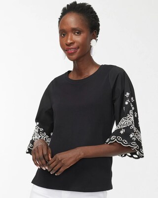 Embellished Eyelet Sleeve Tee