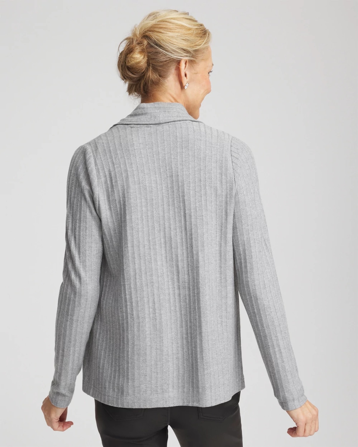 Chico's Cozy Cardigan Sweater Twinset In Fog Heather Gray In Gray