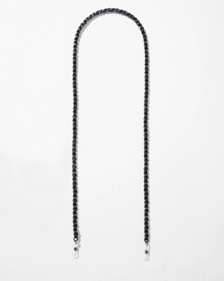 Faux Leather & Hematite Eyeglass Chain