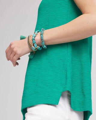 Textured Cotton Sleeveless V-Neck Tunic click to view larger image.