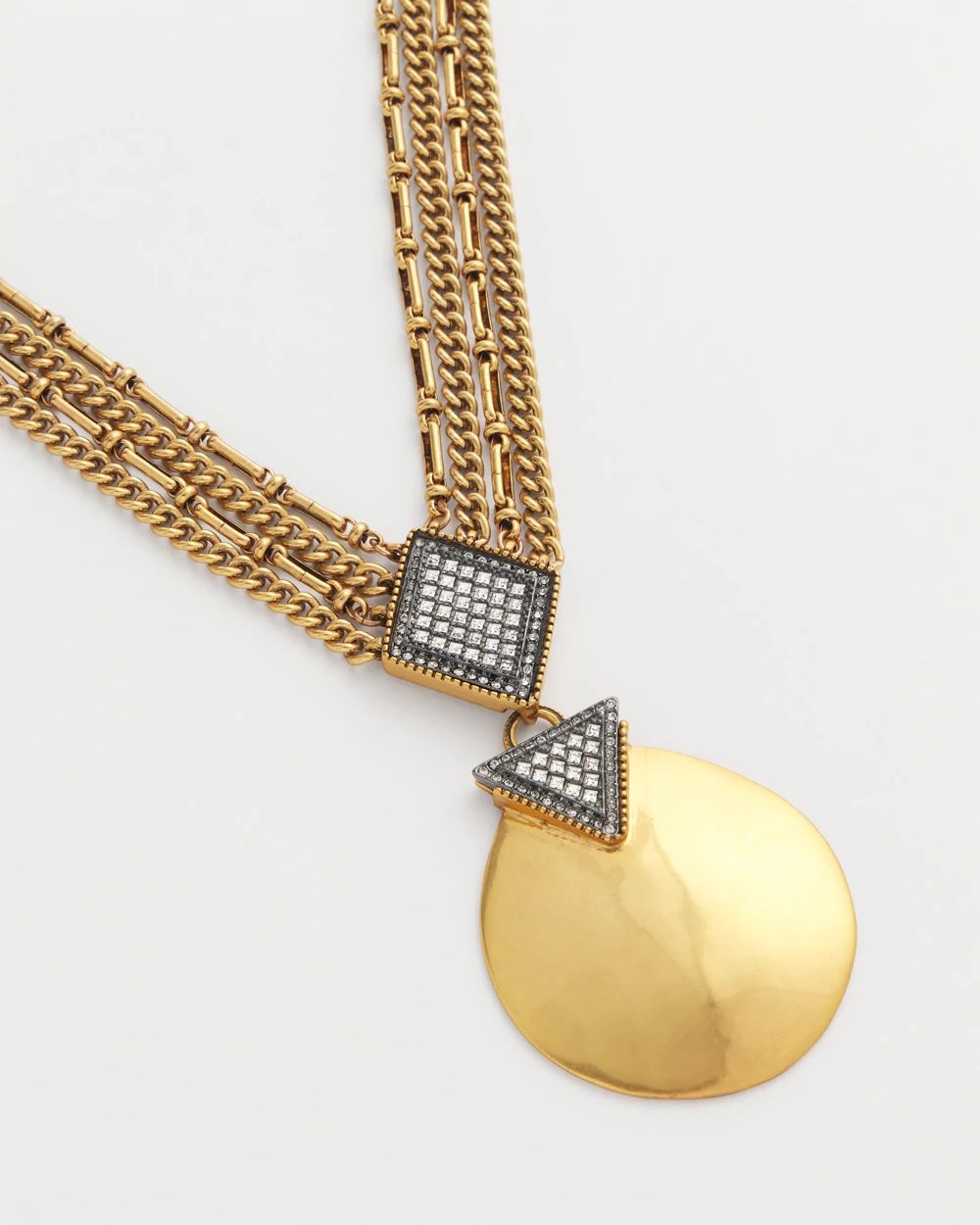 Gold Tone Pavé Pendant Necklace