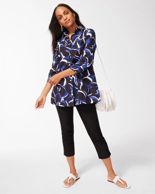 No Iron Stretch Abstract 3/4 Sleeve Tunic