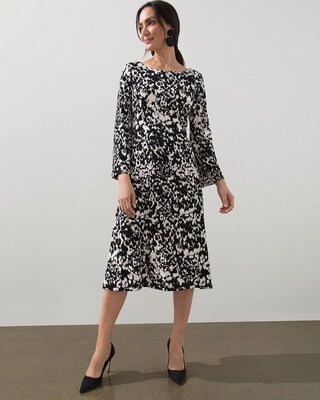 Travelers Print Bell Sleeve Dress