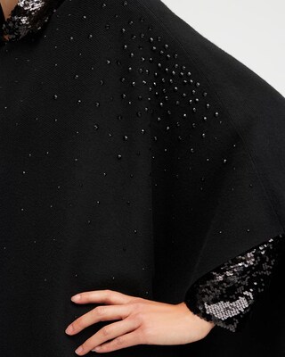 Cashmere Blend Embellished Poncho