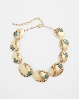 Aqua & Gold Collar Necklace click to view larger image.