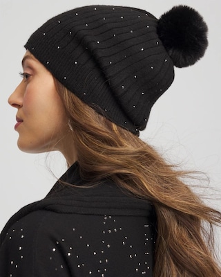 Rhinestone Pom Pom Hat click to view larger image.