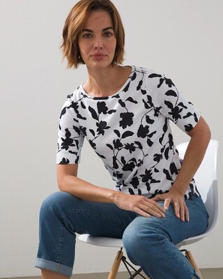 Pima Floral Elbow Sleeve Tee