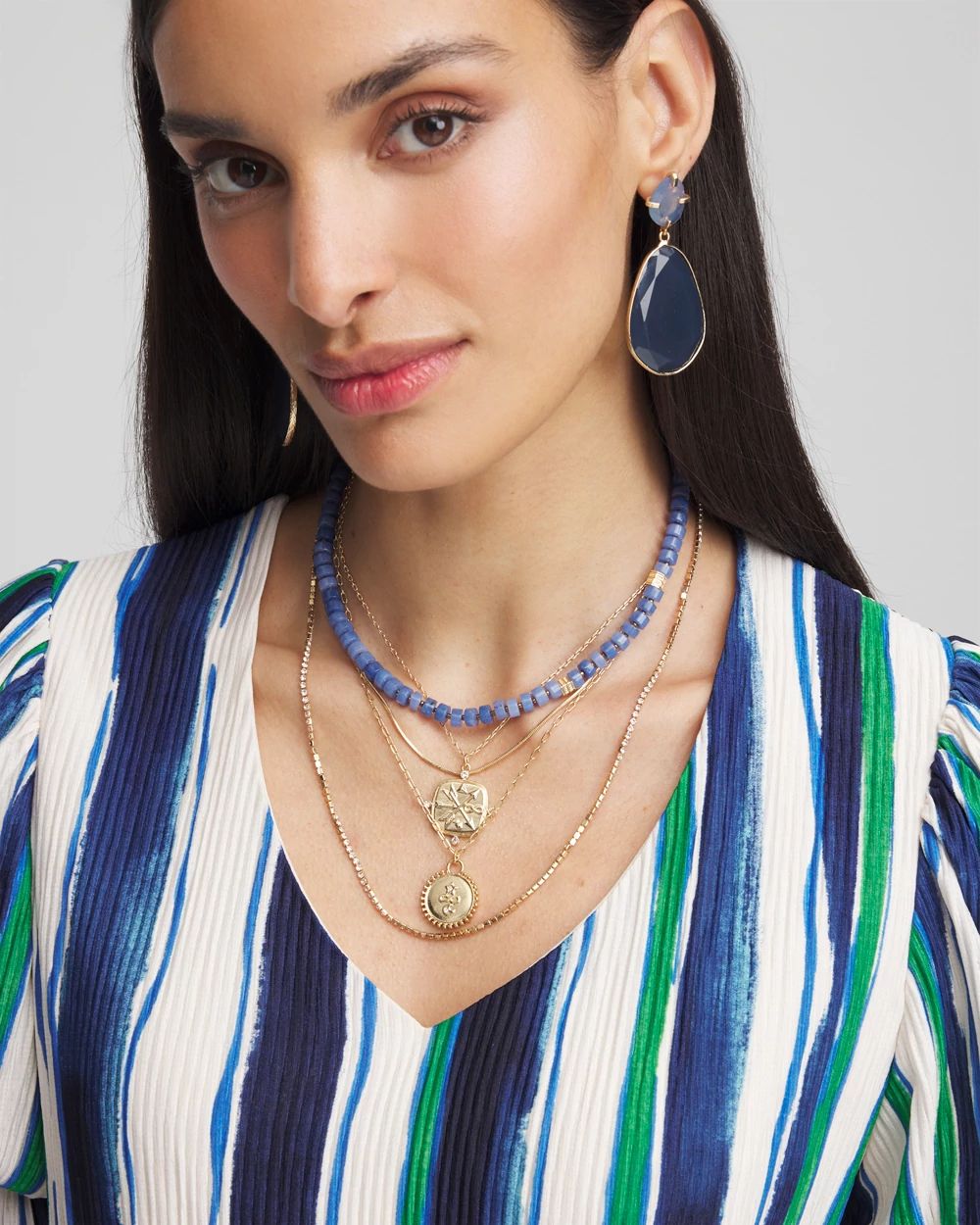 Blue Multistrand Convertible Necklace