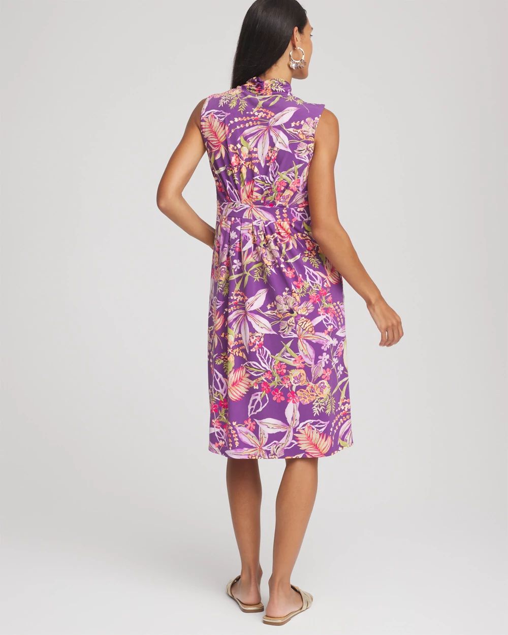 Floral Pleated Jersey Dress