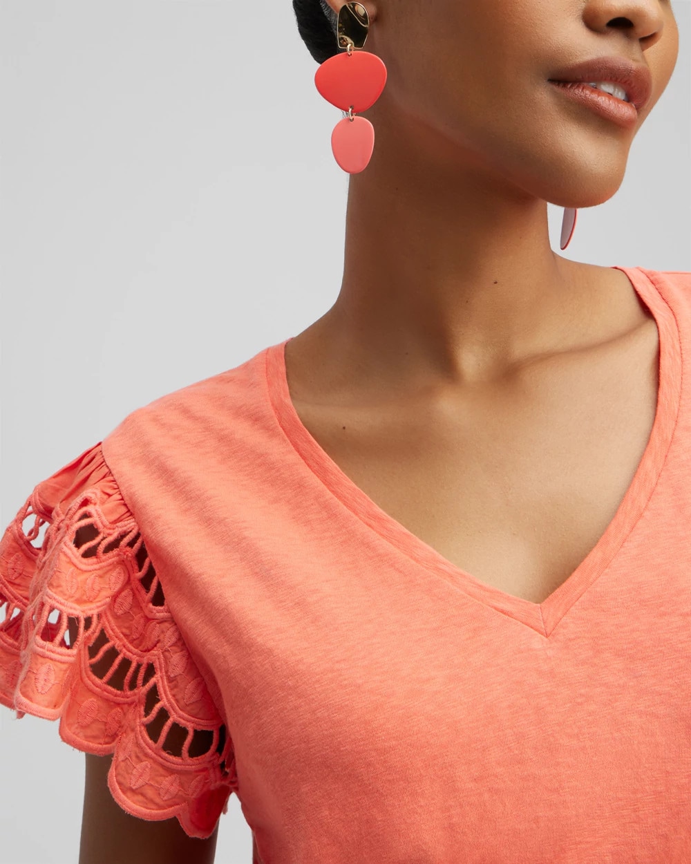 Tiered Eyelet Sleeve Top