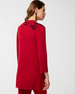 Travelers Collection Sequin Scroll Print Cardigan
