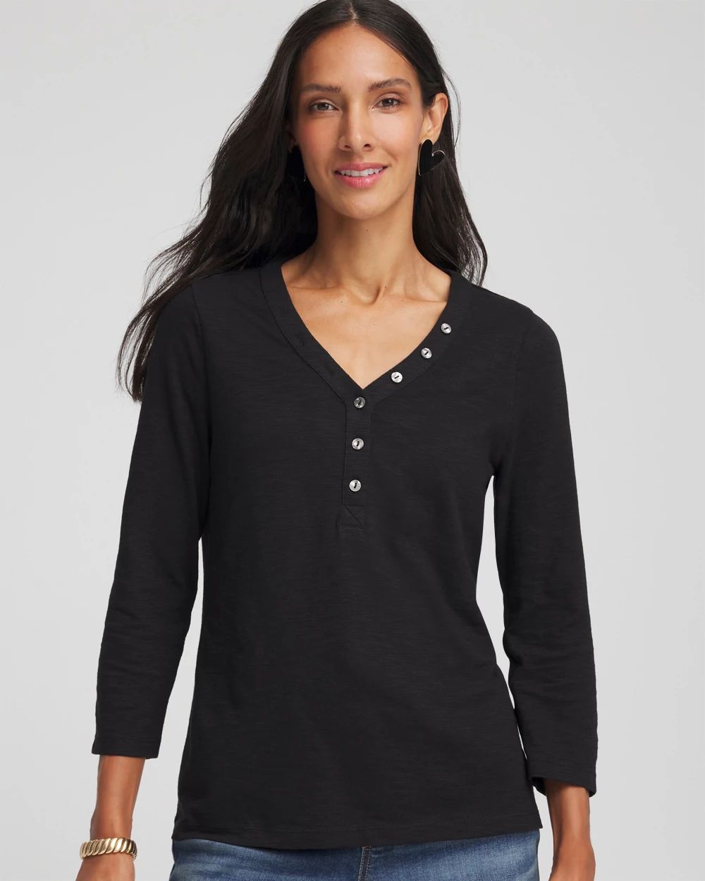 Slub Splitneck Button Tee