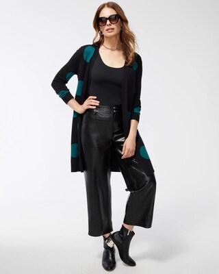 Spun Rayon Polka Dot Midi Cardigan