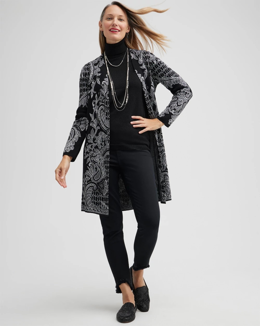 Paisley Lurex Cardigan Sweater